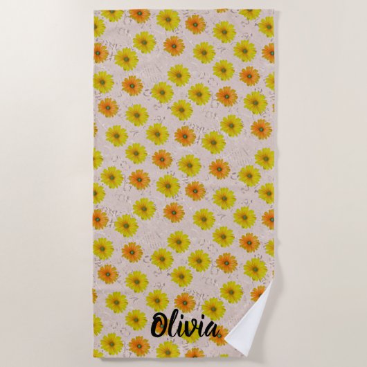 Daisy floral bouquet ビーチタオル (正面)
