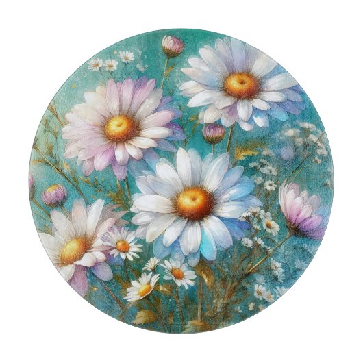 Daisy Floral Glass Cutting Board カッティングボード (正面)