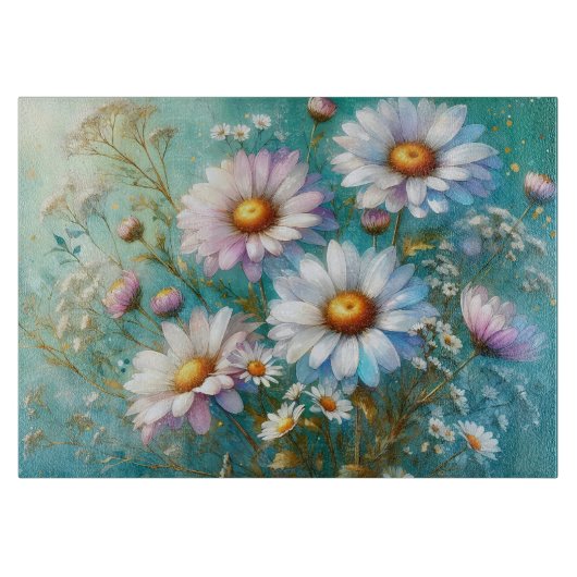 Daisy Floral Glass Cutting Board カッティングボード (正面)