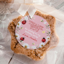 Daisy Floral Little Love Bug Birthday Party ラウンドシール
