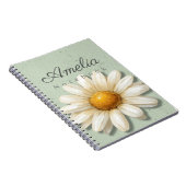 Daisy Floral Notebook Name | Sage Green Journal ノートブック (右側)