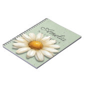 Daisy Floral Notebook Name | Sage Green Journal ノートブック (左側)