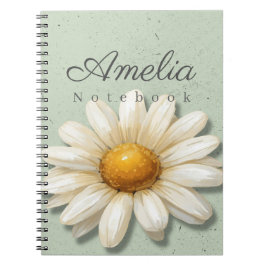 Daisy Floral Notebook Name | Sage Green Journal ノートブック
