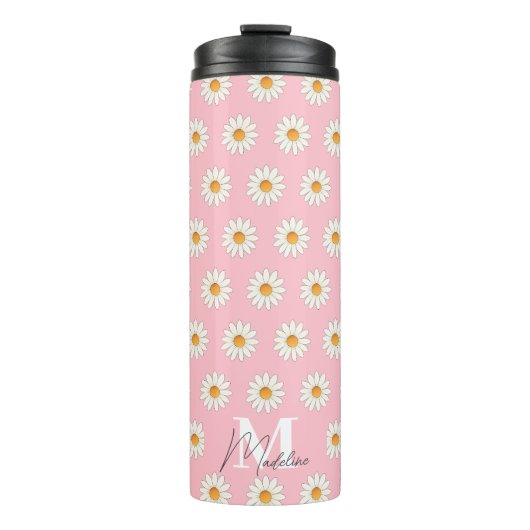 Daisy Floral Thermal Tumbler – Aesthetic Insulated タンブラー (正面)