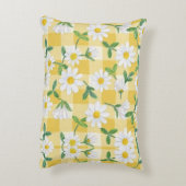 Daisy Floral Yellow Gingham Throw Pillow アクセントクッション (裏面(縦))