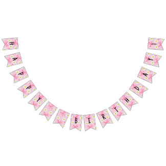 Daisy Flower and Bow Birthday Bunting Banner バンティングフラッグ