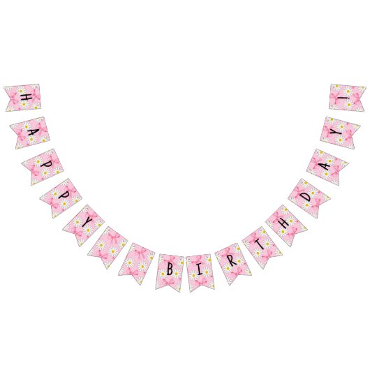 Daisy Flower and Bow Birthday Bunting Banner バンティングフラッグ (全)