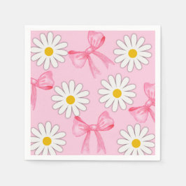 Daisy Flower and Bow Napkin スタンダードカクテルナプキン
