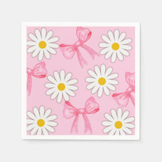 Daisy Flower and Bow Napkin スタンダードカクテルナプキン
