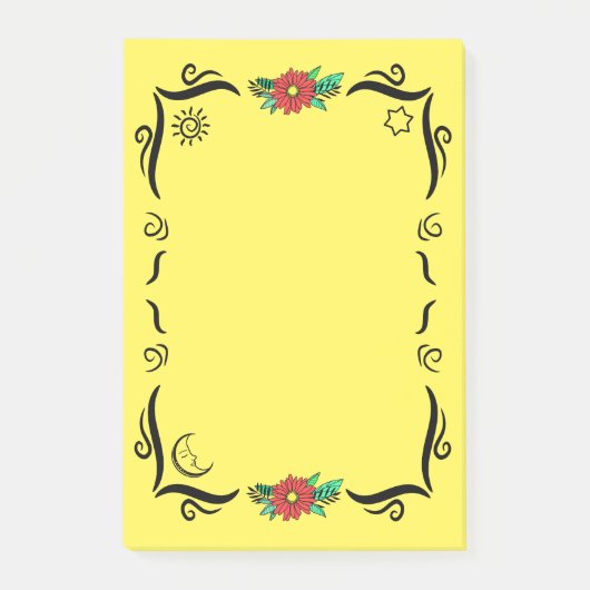 Daisy Flower and Moon Vine Frame ポストイット (正面)