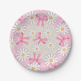 Daisy Flower Bow Paper Plates 7" Round Paper Plate ペーパープレート