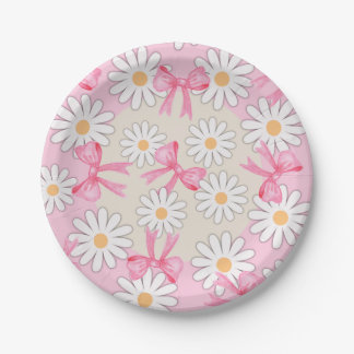 Daisy Flower Bow Paper Plates 7" Round Paper Plate ペーパープレート