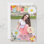 Daisy Flower Cutouts Scrapbook Collage Graduation 招待状 (正面)