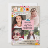 Daisy Flower Cutouts Scrapbook Collage Graduation 招待状 (裏面)