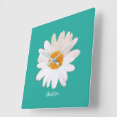 Daisy Flower Dream – Summer Botanical Thank You スクエア壁時計 (傾斜)