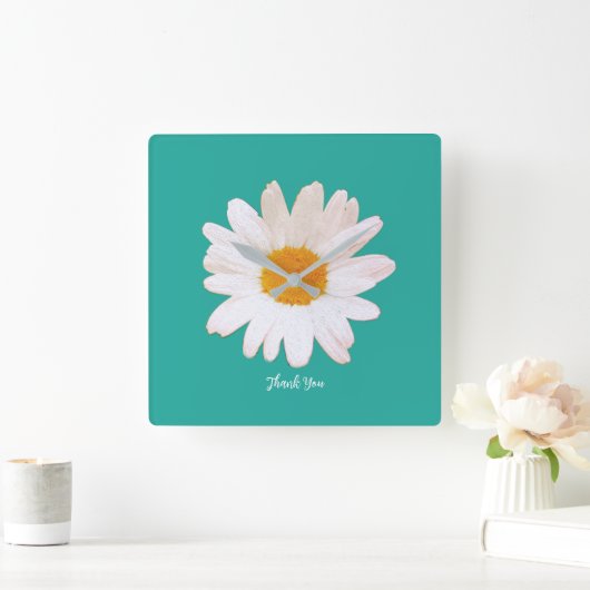 Daisy Flower Dream – Summer Botanical Thank You スクエア壁時計 (ホーム)