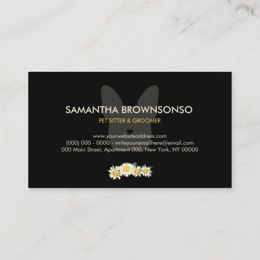 Daisy Flower French Bulldog | Cute Pet-Themed 名刺 (裏面)