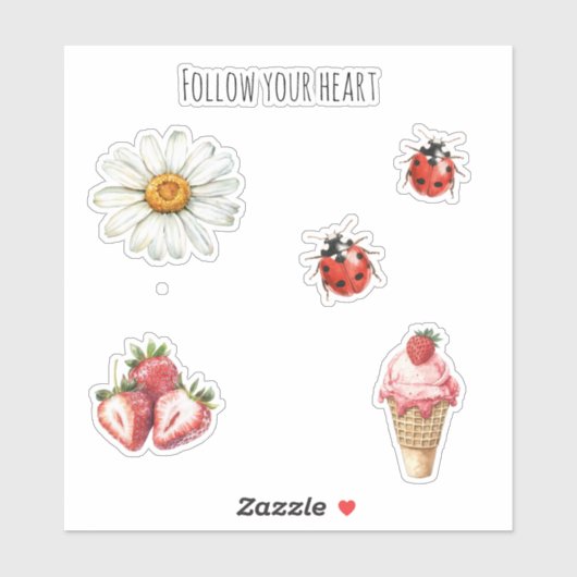 Daisy Flower Ladybug シール (シート)