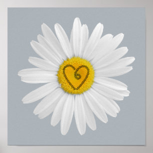 Daisy Flower Love Art Customize Background ポスター