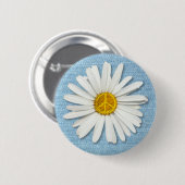 Daisy Flower No War Peace Symbol Sign - Pale Denim 缶バッジ (正面&裏面)