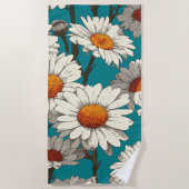 Daisy Flower Pattern ビーチタオル (正面)