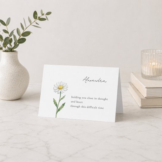 Daisy Flower Personalized Sympathy Card with Name カード