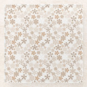 Daisy Flowers Beige Floral Aesthetic Ditsy Tan ガラスコースター (正面)