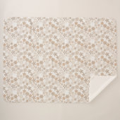 Daisy Flowers Beige Floral Aesthetic Ditsy Tan シェルパブランケット (正面(横))