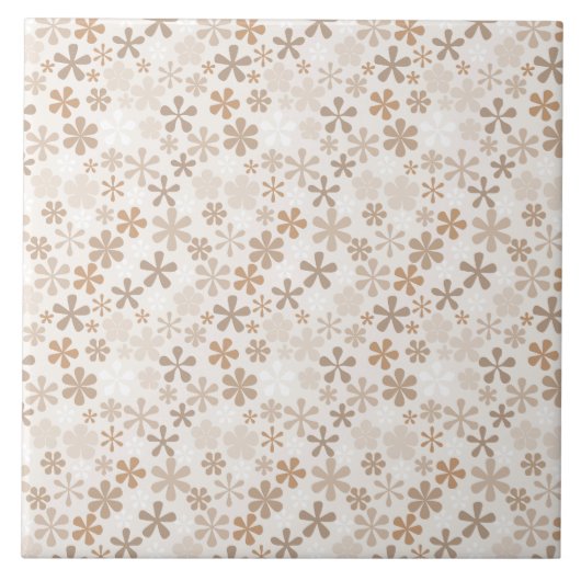 Daisy Flowers Beige Floral Aesthetic Ditsy Tan タイル (正面)