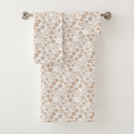 Daisy Flowers Beige Floral Aesthetic Ditsy Tan バスタオルセット (インサイチュ)