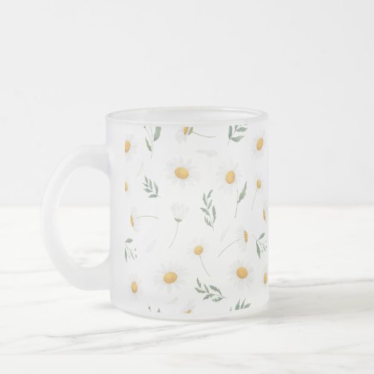 Daisy Flowers Pattern Mug フロストグラスマグカップ (左)