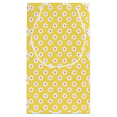 Daisy Flowers Print, Spring White Flowers Pattern スモールペーパーバッグ (裏面)