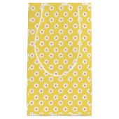 Daisy Flowers Print, Spring White Flowers Pattern スモールペーパーバッグ (正面)