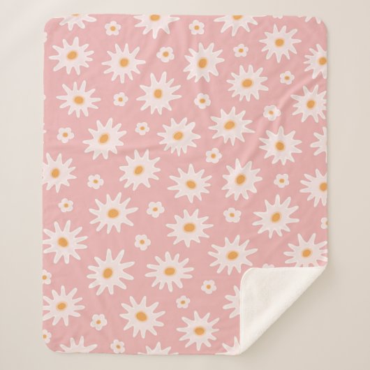 Daisy flowers seamless pattern. Floral backgrounda シェルパブランケット (正面)