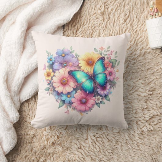 Daisy Flowers with a Beautiful Butterfly クッション (ブランケット)