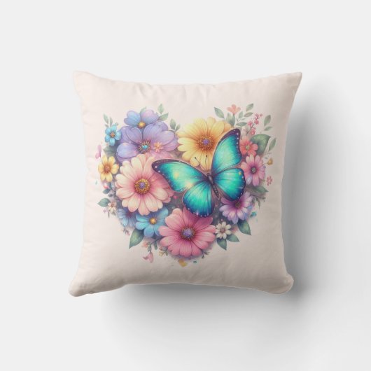 Daisy Flowers with a Beautiful Butterfly クッション (裏面)