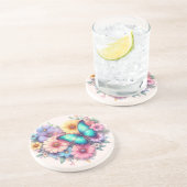 Daisy Flowers with a Beautiful Butterfly コースター (側面)