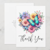 Daisy Flowers with a Beautiful Butterfly サンキューカード (正面/裏面)