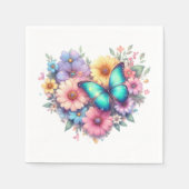 Daisy Flowers with a Beautiful Butterfly スタンダードカクテルナプキン (正面)