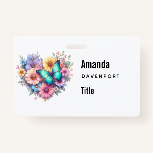 Daisy Flowers with a Beautiful Butterfly バッジ (正面)