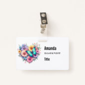 Daisy Flowers with a Beautiful Butterfly バッジ (正面クリップ)