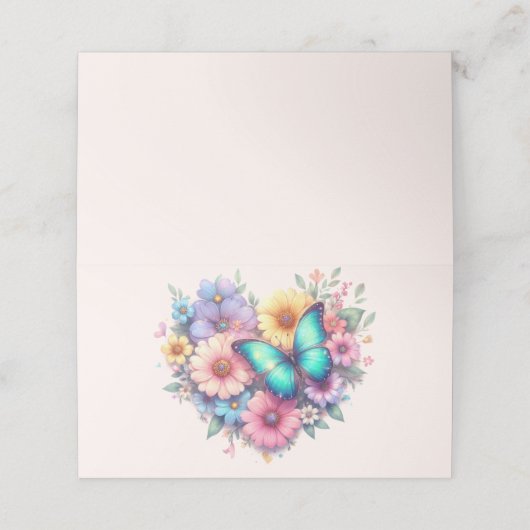 Daisy Flowers with a Beautiful Butterfly プレイスカード (外部開封)