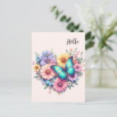 Daisy Flowers with a Beautiful Butterfly ポストカード (スタンド正面)