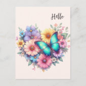 Daisy Flowers with a Beautiful Butterfly ポストカード (正面)