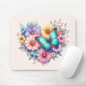 Daisy Flowers with a Beautiful Butterfly マウスパッド (マウス)