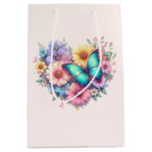 Daisy Flowers with a Beautiful Butterfly ミディアムペーパーバッグ (正面)