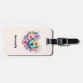 Daisy Flowers with a Beautiful Butterfly ラゲッジタグ (正面横)