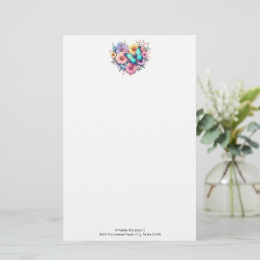 Daisy Flowers with a Beautiful Butterfly 便箋 (スタンド正面)