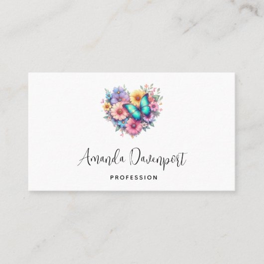 Daisy Flowers with a Beautiful Butterfly 名刺 (正面)