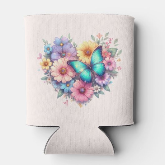 Daisy Flowers with a Beautiful Butterfly 缶クーラー (裏面)